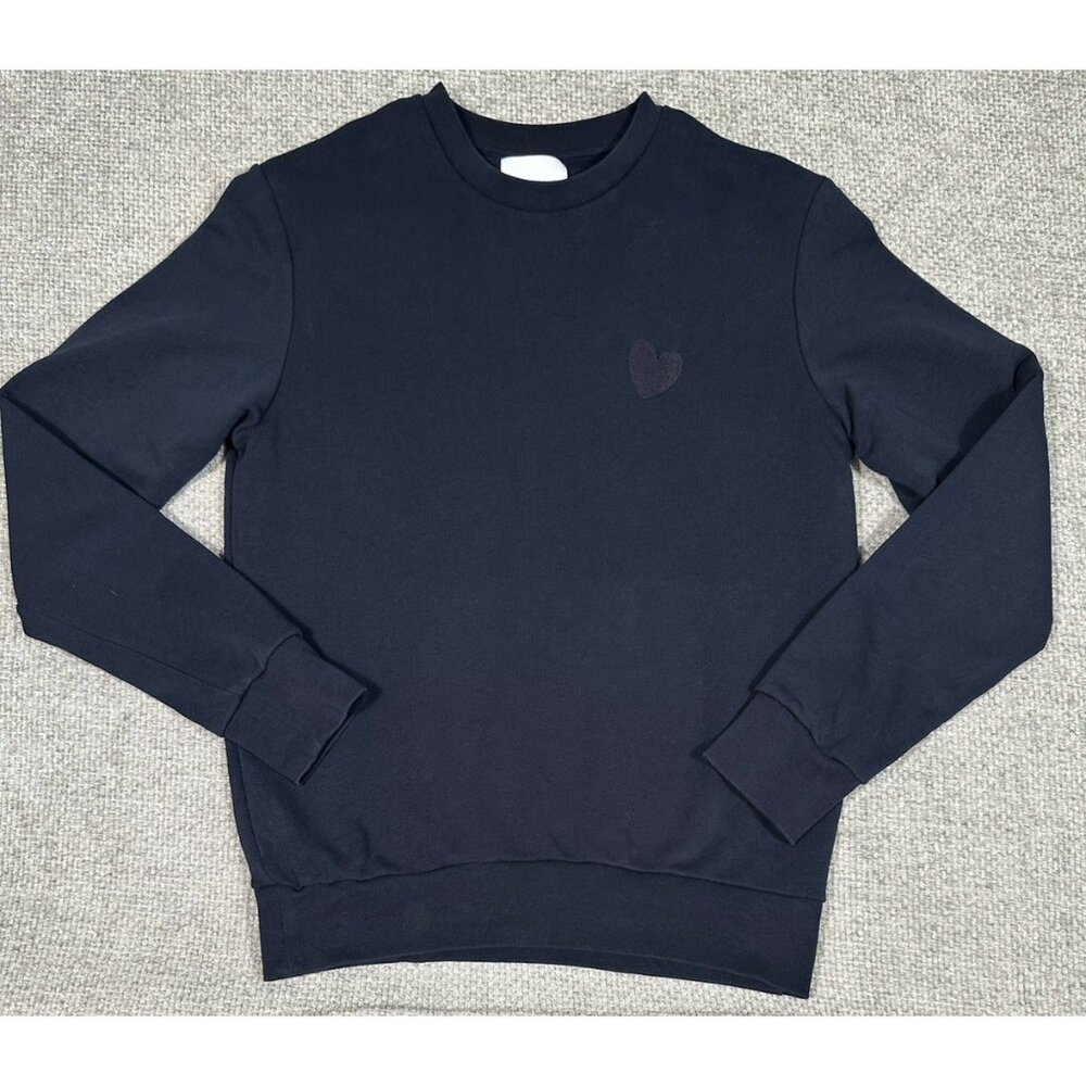 Inimigo‎ Sweatshirt Mens Small Blue Embroidered Heart Patch Crewneck Pullover